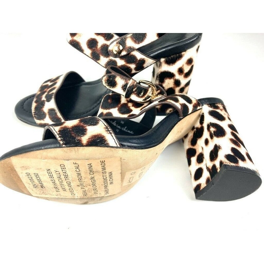 Joie Black/Tan/Brown Calf Hair High Heels / Sandals US 5 1/2 5.5 e36 - Picture 2 of 7
